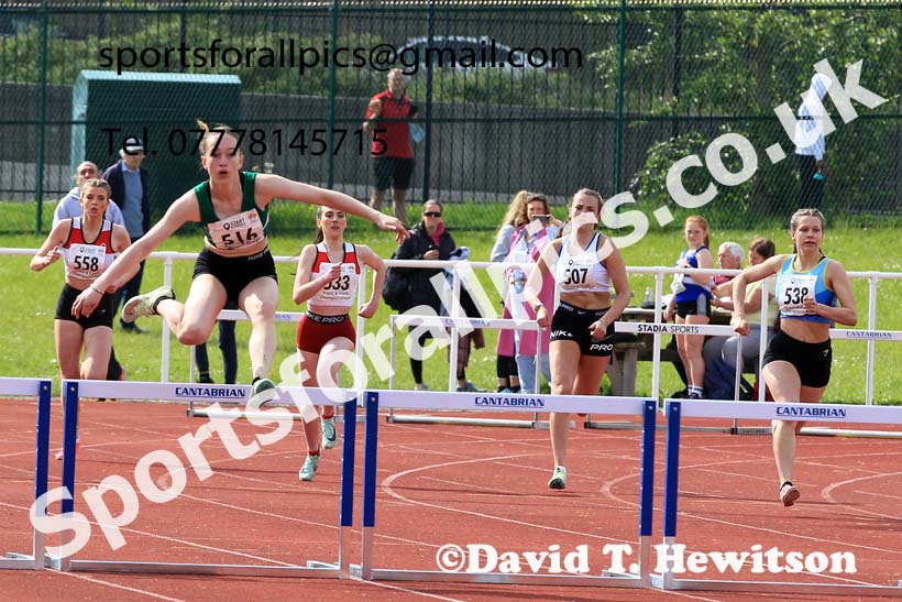 Womens Under-17s 300 metres Hurdles, 2023 North Eastern Track and Field Champs., Middlesbrough Sports Village, Middlesbrough. Photo: David T. Hewitson/Sports for All Pics